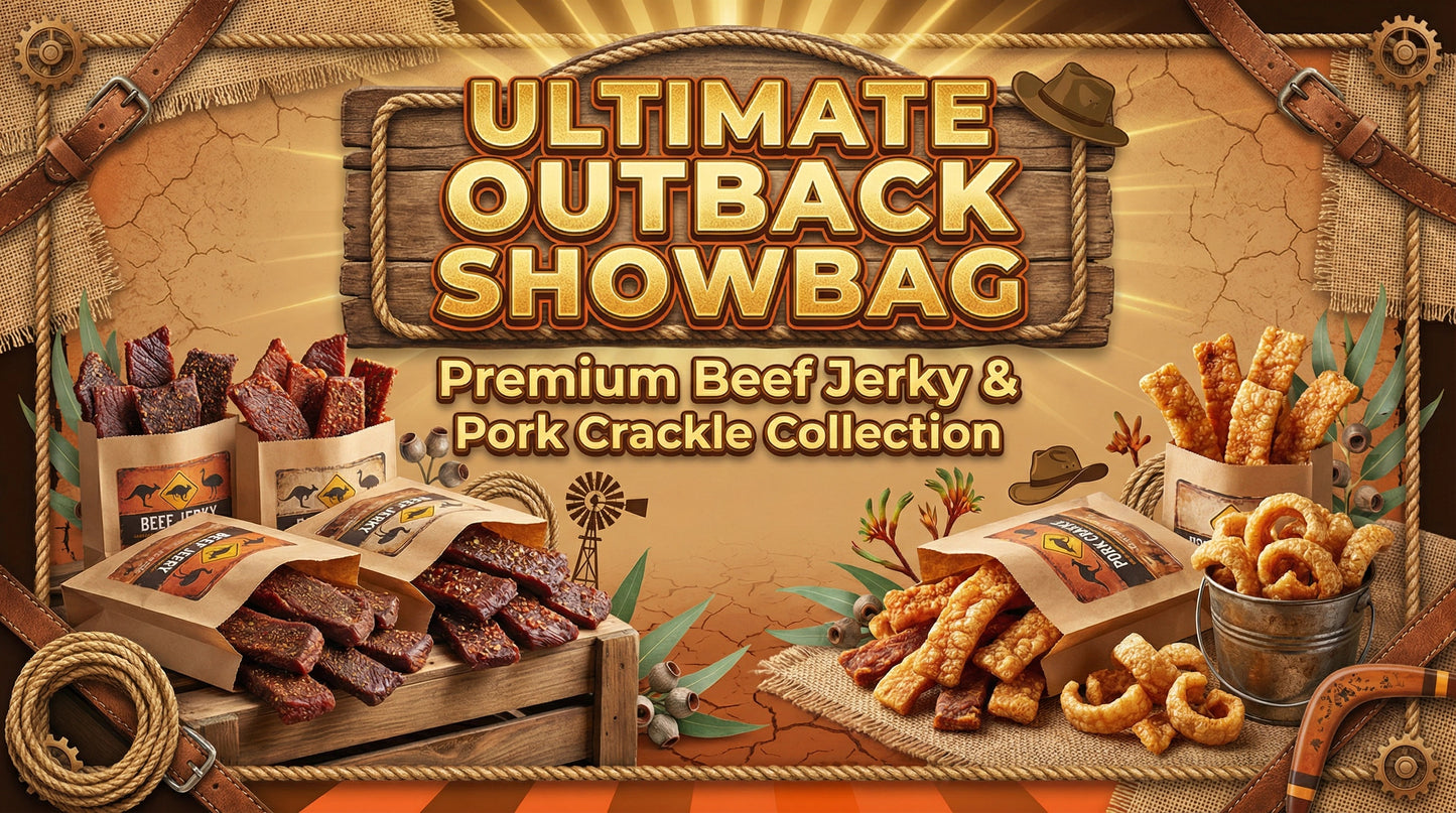 Showbag Promotion 6 x 100g Beef Jerky 4 x Pork Crackle
